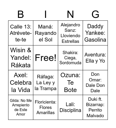 Untimm Bingo Card