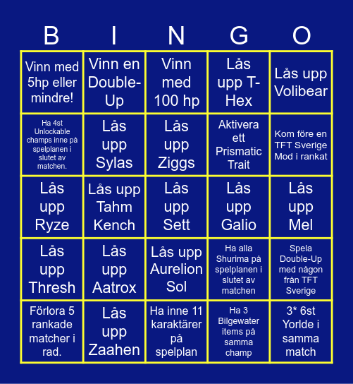 TFT Sverige Bingo! Bingo Card