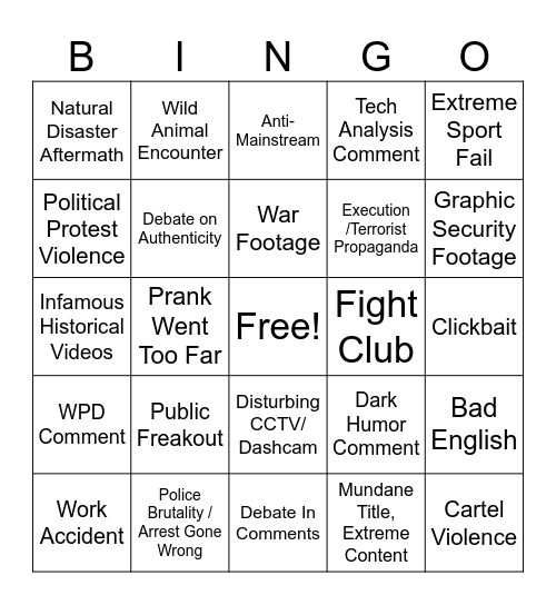 LIVELEAK BINGO Card