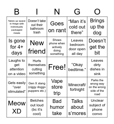 Eden Bingo Card
