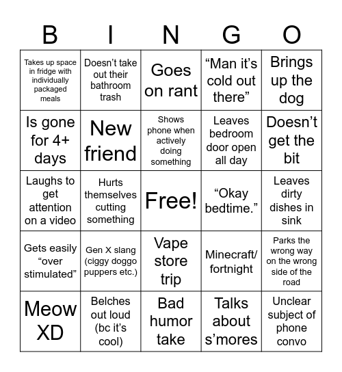 Eden Bingo Card