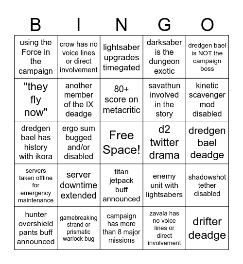 renegades week 1 Bingo Card