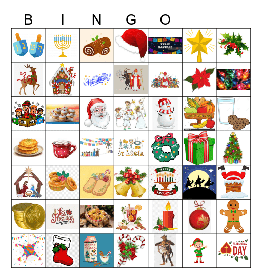 December Holidays Bingo Card