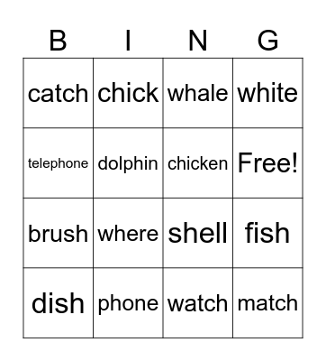 Phonics Unit 4 Bingo Card