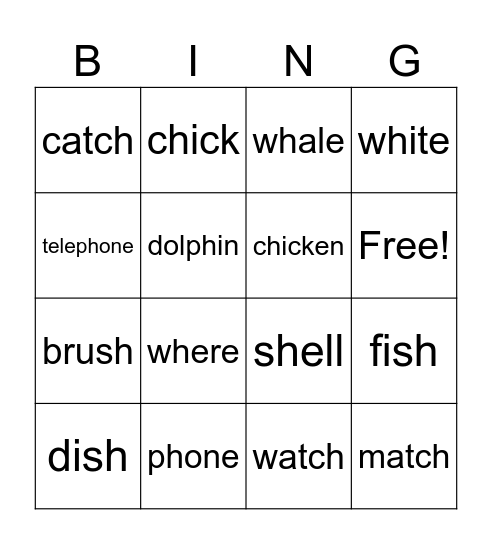 Phonics Unit 4 Bingo Card