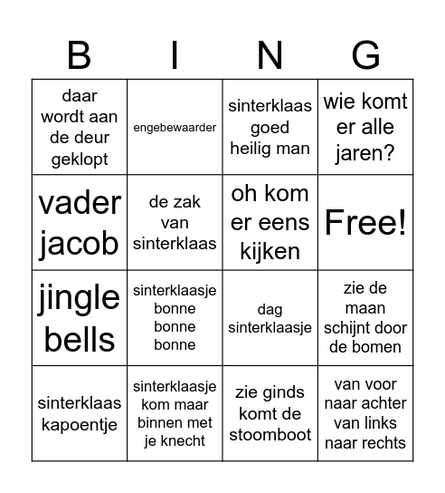 sinterklaas bingo Card