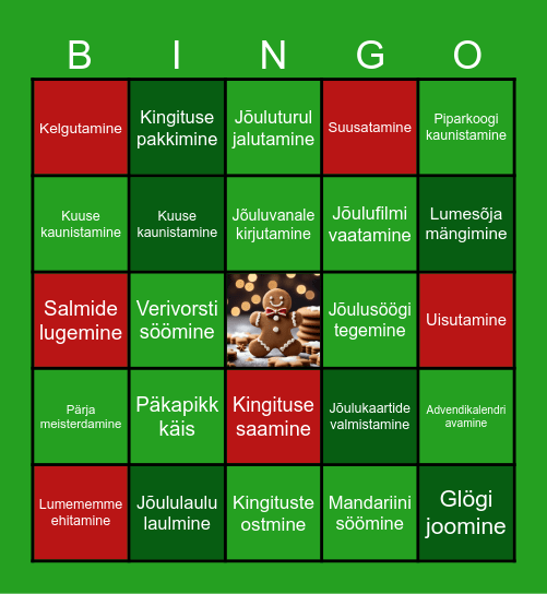 Jõulud Bingo Card