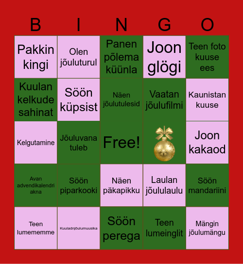 Jõulubingo Card