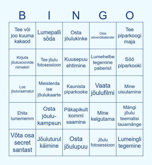 Jõulubingo Card
