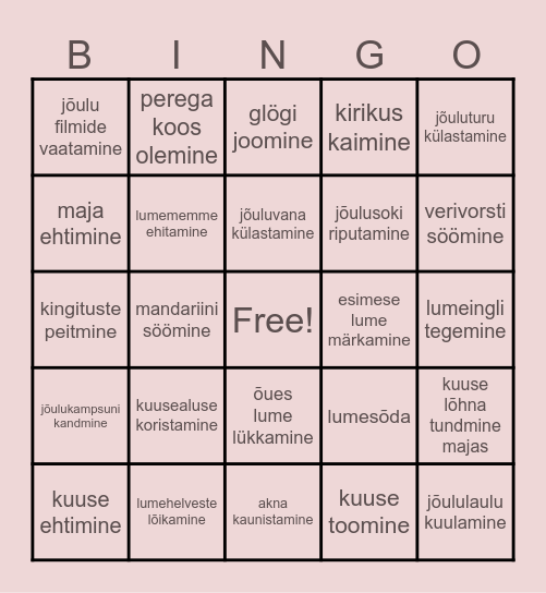 Jõulu Bingo Card