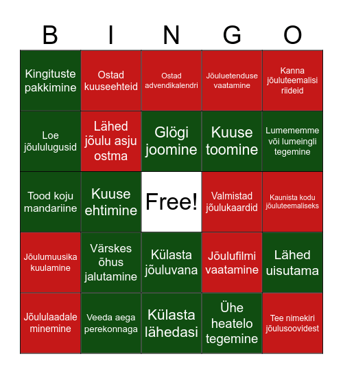 Jõulu Bingo Card