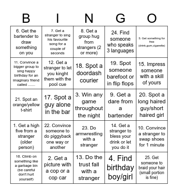 NIGHTOUT BINGO Card