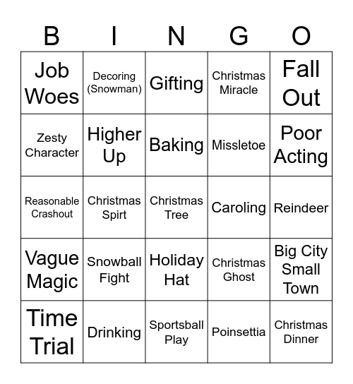 Christmas Movie Bingo Card