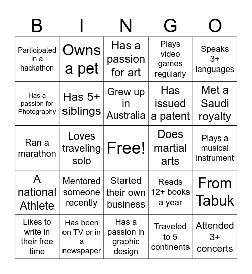 GROW Gathering Bingo Card