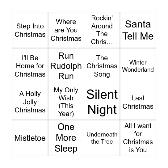 Christmas Quickfire Round! Bingo Card