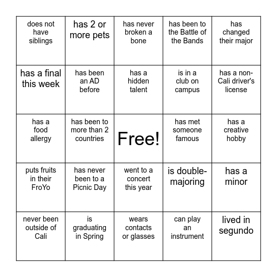 Find someone who.... Bingo Card