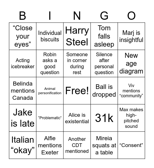 RRI BINGO Card