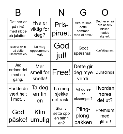 Nysalg Julebingo Card