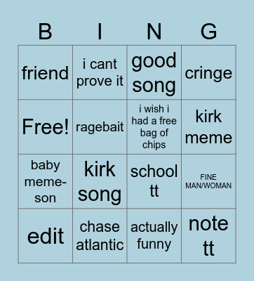 TIKTOK BINGO Card
