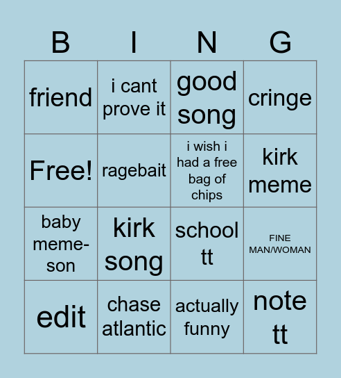 TIKTOK BINGO Card