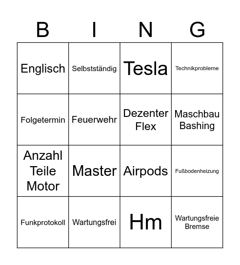 Zwei halbe Hahn Bingo Card