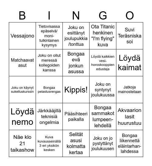 Pikkujoulubingo Card