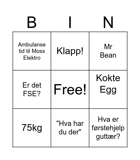 FSE Bingo Card