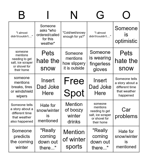 Storm Bellamy Bingo Card