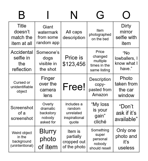 Marketplace BINGO Card
