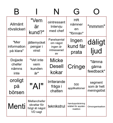 AFA-live bingo Card