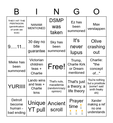 Homocon December 2025 Bingo Card