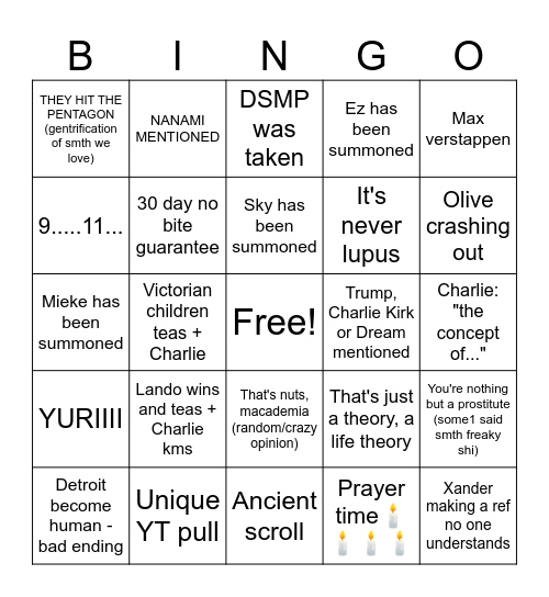 Homocon December 2025 Bingo Card