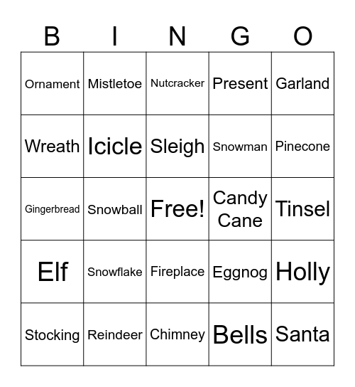 Holiday Bingo Card