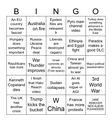 2026 Bingo Card