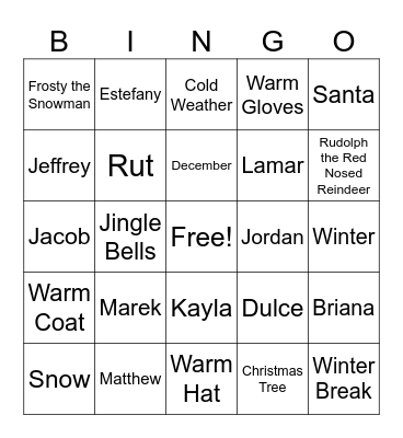 DECEMBER Bingo Card