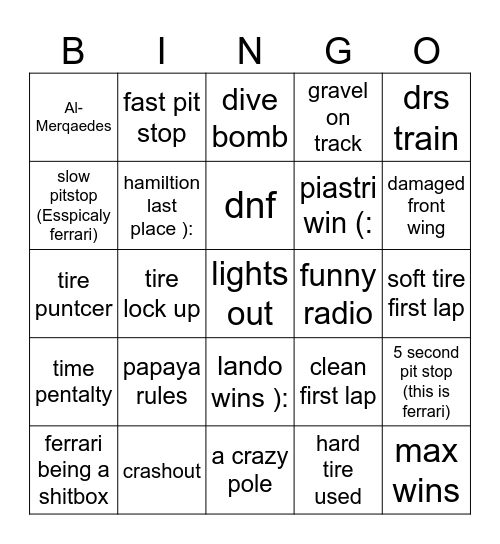 abu dabi 2025 Bingo Card