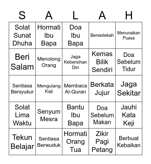 SALEH Bingo Card