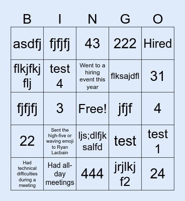 test- Bingo Card