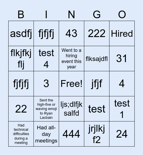 test- Bingo Card