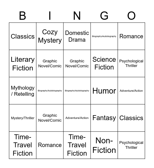 2026 Book Bingo Card