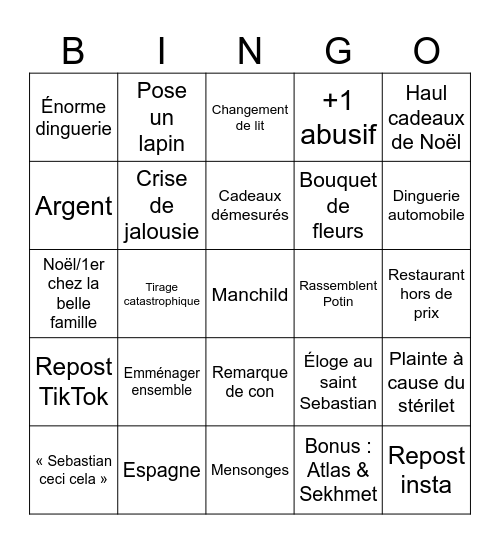 Décembre 2025 Bingo Card