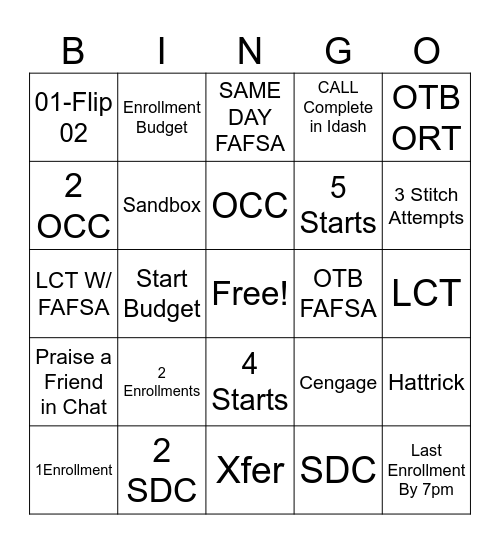 Moe and Syd Bingo Show Bingo Card