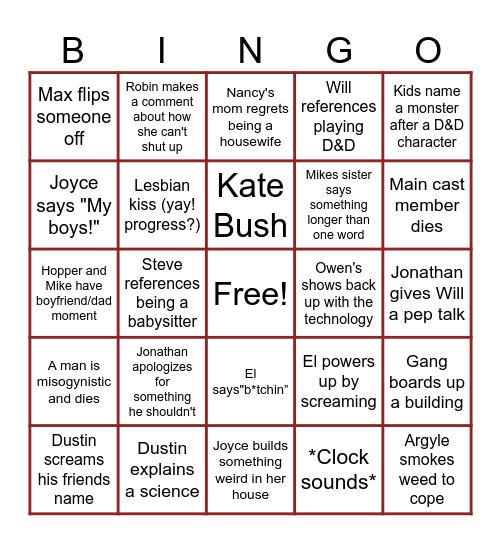 Stragner 5 Bongo Bingo Card