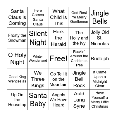 Christmas Music Bingo Card