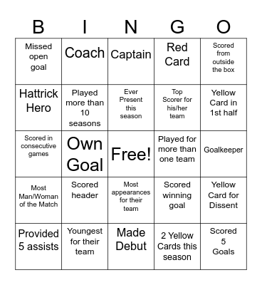 HKFC Soccer Bingo! Bingo Card