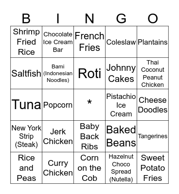 Xavier Game Night: Kimberly's Cravings Bingo Card