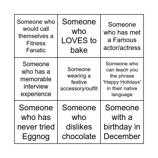 End of Year Celebration Bingo Card