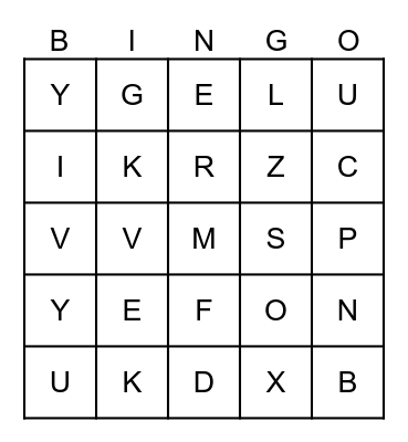 Alphabet Bingo Card