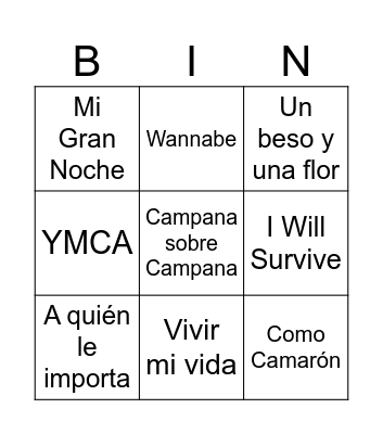 Bingo musical Bingo Card