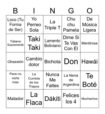 BINGO MUSICAL Bingo Card